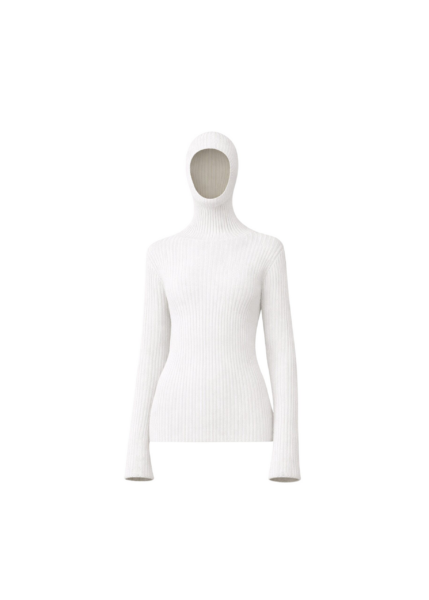 The Frankie Shop Larice Hooded Knit Top - White - Oversized Minimalist Knitwear in White - Shop at Luxury Shoes 