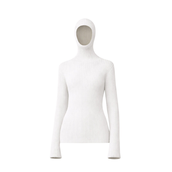 The Frankie Shop Larice Hooded Knit Top – White