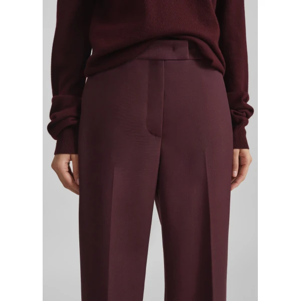 The Frankie Shop Lenora Wool Straight Trousers - Burgundy - Oversized Minimalist Pants in Red - Shop at Luxury Shoes 
