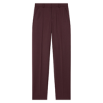 The Frankie Shop Lenora Wool Straight Trousers - Burgundy - Oversized Minimalist Pants in Red - Shop at Luxury Shoes 