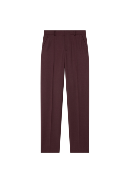The Frankie Shop Lenora Wool Straight Trousers - Burgundy - Oversized Minimalist Pants in Red - Shop at Luxury Shoes 