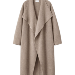 The Frankie Shop Leroy Funnel Neck Wool Coat - Taupe Melange - Oversized Minimalist Coats in Brown - Shop at Luxury Shoes 