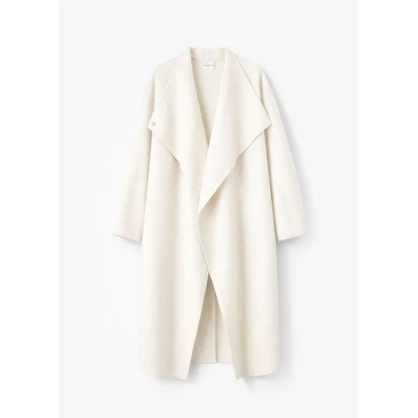 The Frankie Shop Leroy Funnel Neck Wool Coat - White - Oversized Minimalist Coats in White - Shop at Luxury Shoes 