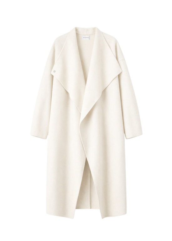 The Frankie Shop Leroy Funnel Neck Wool Coat - White - Oversized Minimalist Coats in White - Shop at Luxury Shoes 