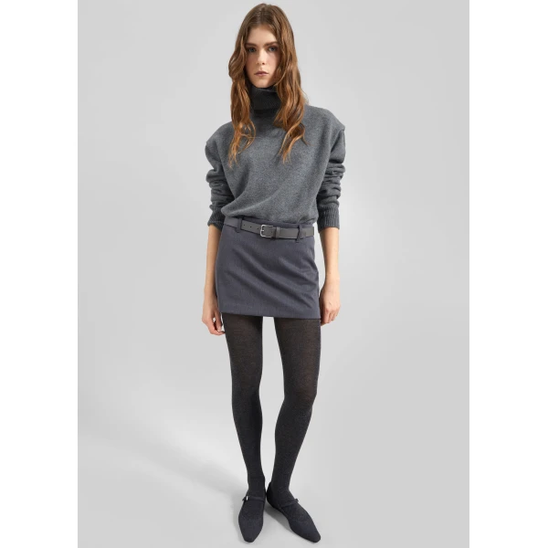 The Frankie Shop Liri Mini Skirt - Grey - Oversized Minimalist Skirts in Grey - Shop at Luxury Shoes 