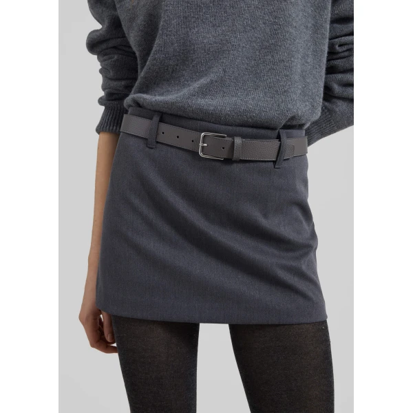 The Frankie Shop Liri Mini Skirt - Grey - Oversized Minimalist Skirts in Grey - Shop at Luxury Shoes 