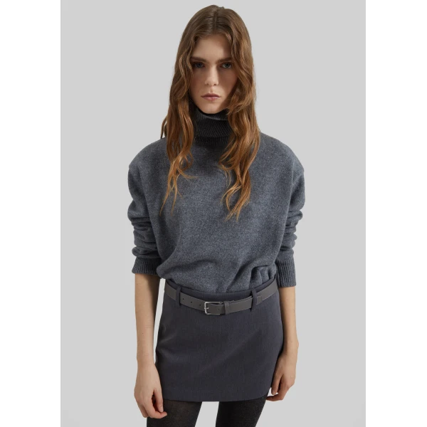The Frankie Shop Liri Mini Skirt - Grey - Oversized Minimalist Skirts in Grey - Shop at Luxury Shoes 