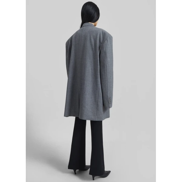 The Frankie Shop Lismore Wool Oversized Blazer - Grey - Oversized Minimalist Jackets in Grey - Shop at Luxury Shoes 