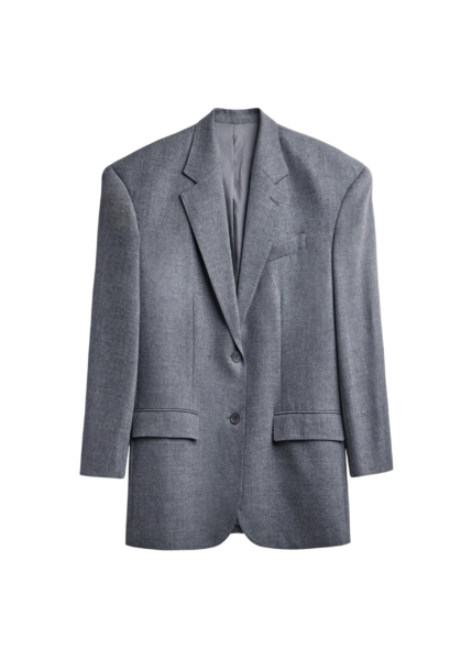 The Frankie Shop Lismore Wool Oversized Blazer - Grey - Oversized Minimalist Jackets in Grey - Shop at Luxury Shoes 