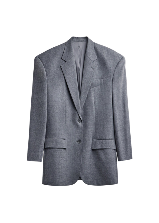 The Frankie Shop Lismore Wool Oversized Blazer - Grey - Oversized Minimalist Jackets in Grey - Shop at Luxury Shoes 
