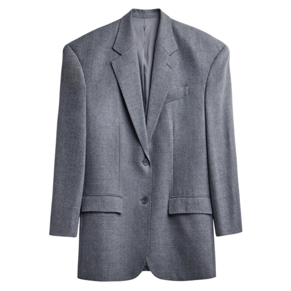 The Frankie Shop Lismore Wool Oversized Blazer - Grey - Oversized Minimalist Jackets in Grey - Shop at Luxury Shoes 