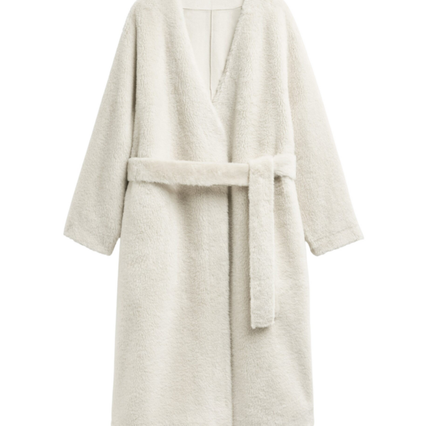 The Frankie Shop Livigno Faux Shearling Coat - Ivory - Oversized Minimalist Coats in Ivory - Shop at Luxury Shoes 