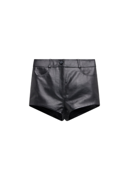 The Frankie Shop Loen Leather Hot Pants - Black - Oversized Minimalist Shorts in Black - Shop at Luxury Shoes 