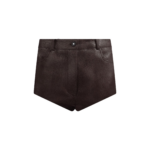 The Frankie Shop Loen Leather Hot Pants - Vintage Brown - Oversized Minimalist Shorts in Brown - Shop at Luxury Shoes 