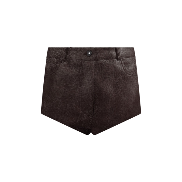 The Frankie Shop Loen Leather Hot Pants – Vintage Brown