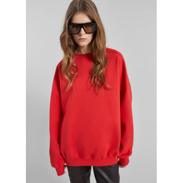 The Frankie Shop Lonay Balloon Sleeve Sweatshirt - Red - Oversized Minimalist Tops in Red - Shop at Luxury Shoes 