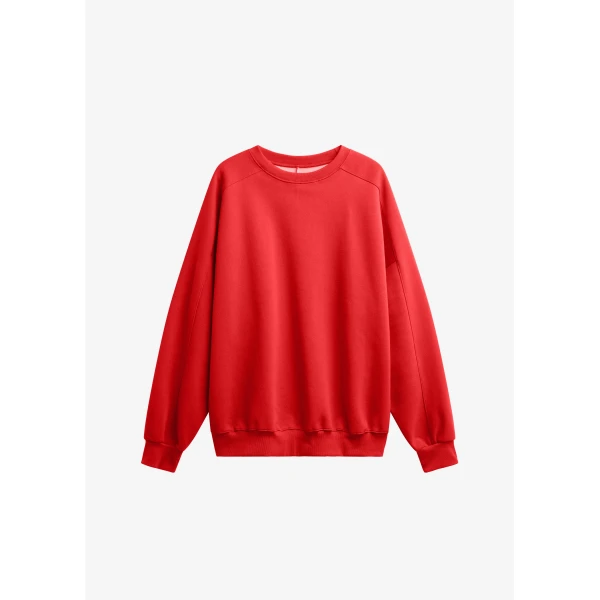 The Frankie Shop Lonay Balloon Sleeve Sweatshirt - Red - Oversized Minimalist Tops in Red - Shop at Luxury Shoes 