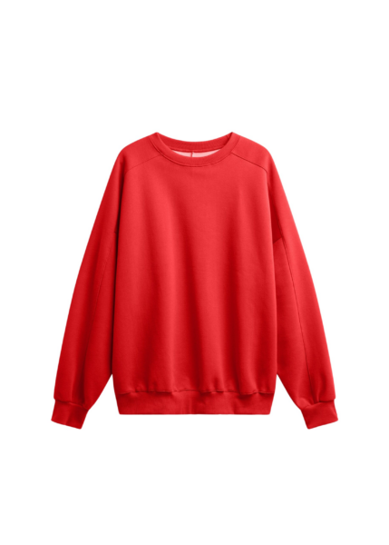 The Frankie Shop Lonay Balloon Sleeve Sweatshirt - Red - Oversized Minimalist Tops in Red - Shop at Luxury Shoes 
