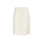 The Frankie Shop Loulou De Saison Gora Ostrich-Effect Leather Wrap Skirt - Ivory - Oversized Minimalist Skirts in Ivory - Shop at Luxury Shoes 