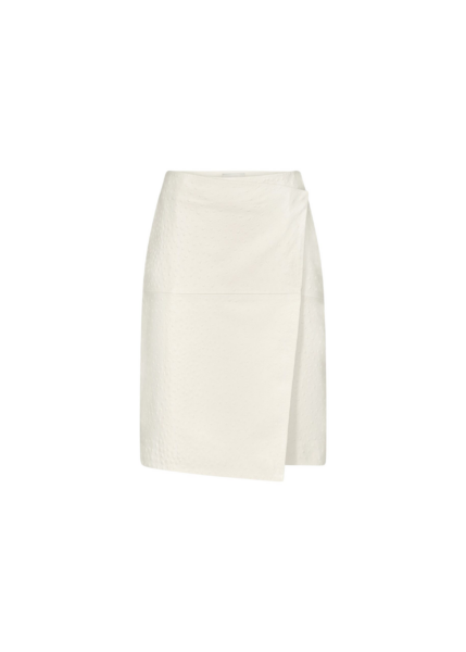 The Frankie Shop Loulou De Saison Gora Ostrich-Effect Leather Wrap Skirt - Ivory - Oversized Minimalist Skirts in Ivory - Shop at Luxury Shoes 