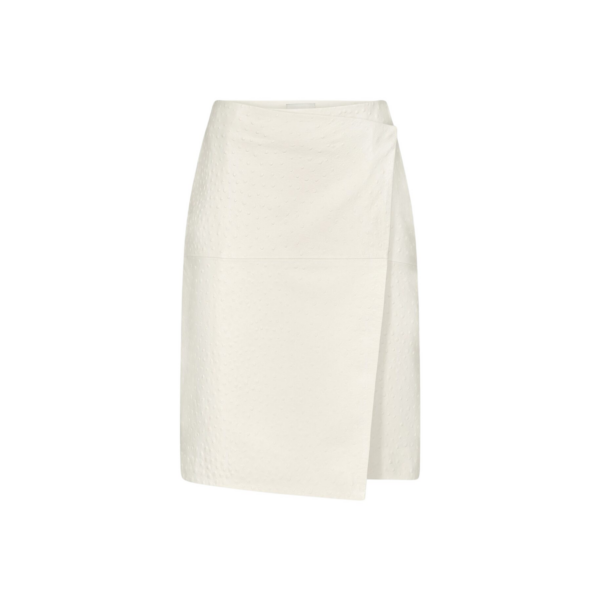 The Frankie Shop Loulou De Saison Gora Ostrich-Effect Leather Wrap Skirt - Ivory - Oversized Minimalist Skirts in Ivory - Shop at Luxury Shoes 