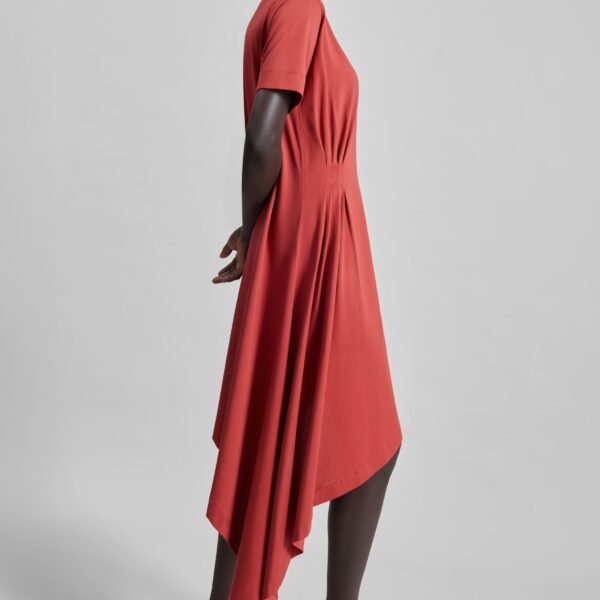The Frankie Shop Loulou De Saison Igari Asymmetric T-Shirt Dress – Red, view 2
