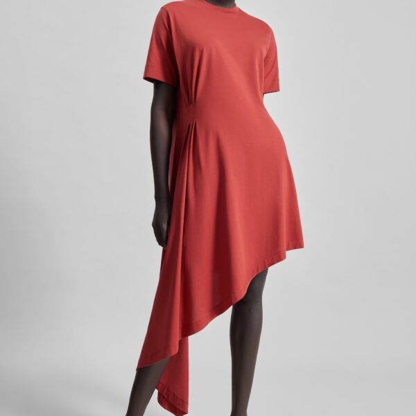 The Frankie Shop Loulou De Saison Igari Asymmetric T-Shirt Dress – Red, view 3