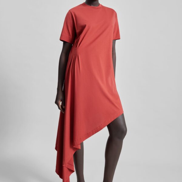 The Frankie Shop Loulou De Saison Igari Asymmetric T-Shirt Dress – Red, view 5