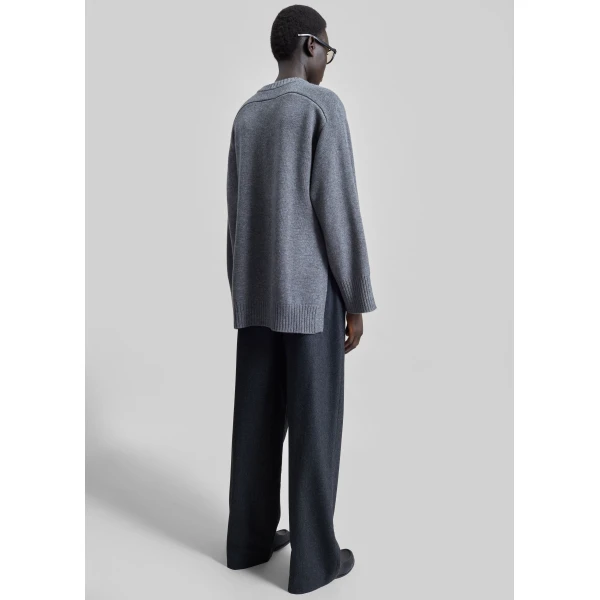 The Frankie Shop Loulou De Saison Safi Lds Cashmere Blend Sweater - Anthracite Melange - Oversized Minimalist Knitwear in Grey - Shop at Luxury Shoes 