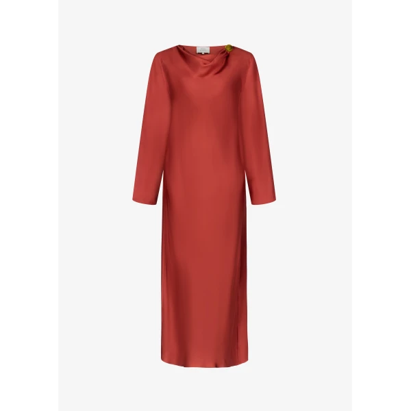 The Frankie Shop Loulou De Saison Zoya Silk Twill Dress - Red - Oversized Minimalist Dresses in Red - Shop at Luxury Shoes 