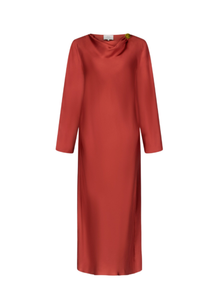 The Frankie Shop Loulou De Saison Zoya Silk Twill Dress - Red - Oversized Minimalist Dresses in Red - Shop at Luxury Shoes 