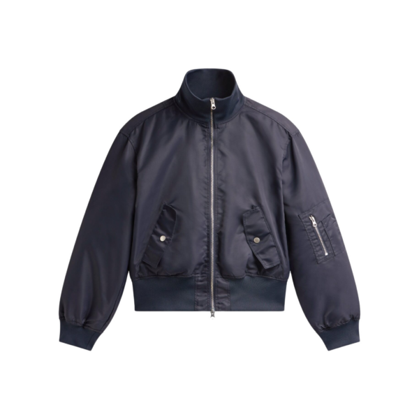The Frankie Shop Maloy Cropped Bomber Jacket – Navy