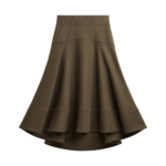 The Frankie Shop Manali Flared Midi Skirt - Olive Brown - Oversized Minimalist Skirts in Green - Shop at Luxury Shoes 