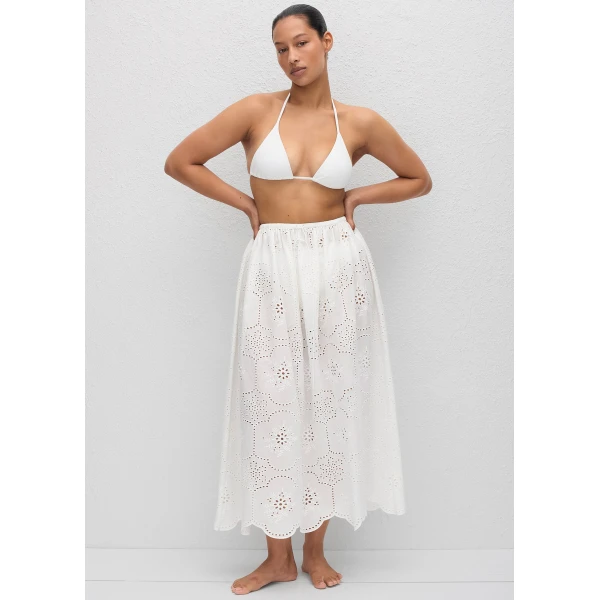 The Frankie Shop Matteau Broderie Midi Skirt - White - Oversized Minimalist Skirts in White - Shop at Luxury Shoes 