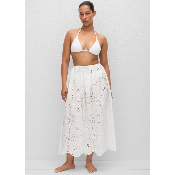 The Frankie Shop Matteau Broderie Midi Skirt - White - Oversized Minimalist Skirts in White - Shop at Luxury Shoes 