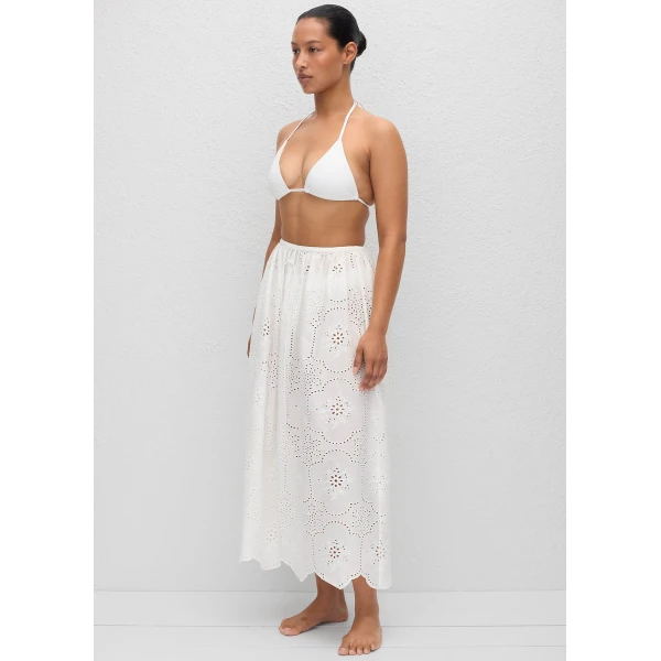 The Frankie Shop Matteau Broderie Midi Skirt - White - Oversized Minimalist Skirts in White - Shop at Luxury Shoes 