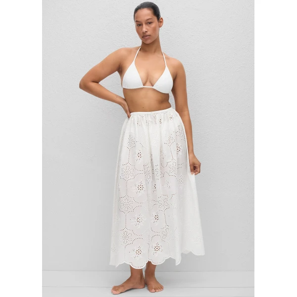 The Frankie Shop Matteau Broderie Midi Skirt - White - Oversized Minimalist Skirts in White - Shop at Luxury Shoes 