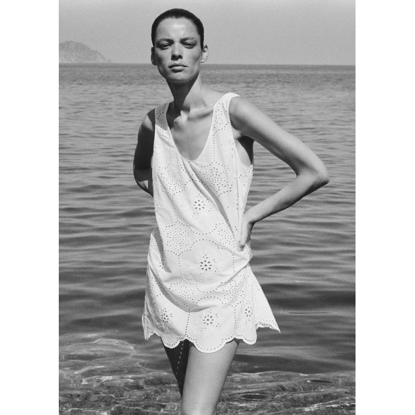 The Frankie Shop Matteau Broderie Tank Mini Dress - White - Oversized Minimalist Dresses in White - Shop at Luxury Shoes 