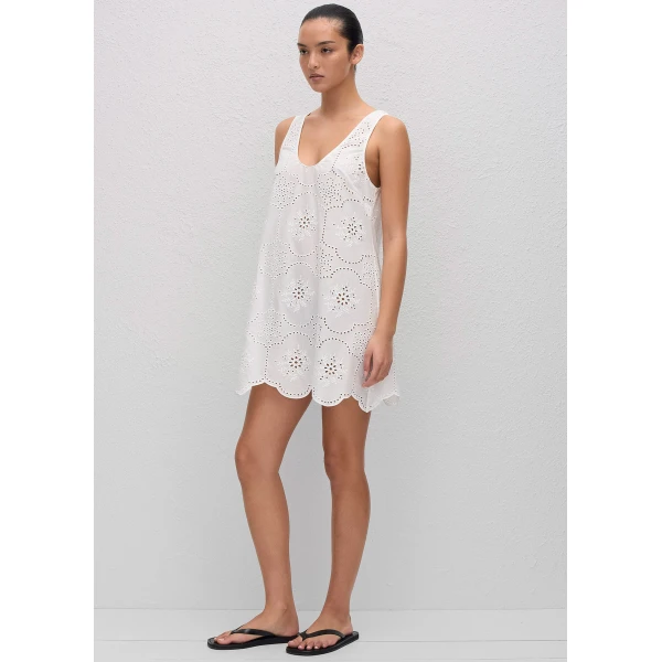 The Frankie Shop Matteau Broderie Tank Mini Dress - White - Oversized Minimalist Dresses in White - Shop at Luxury Shoes 