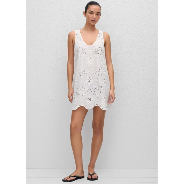 The Frankie Shop Matteau Broderie Tank Mini Dress - White - Oversized Minimalist Dresses in White - Shop at Luxury Shoes 