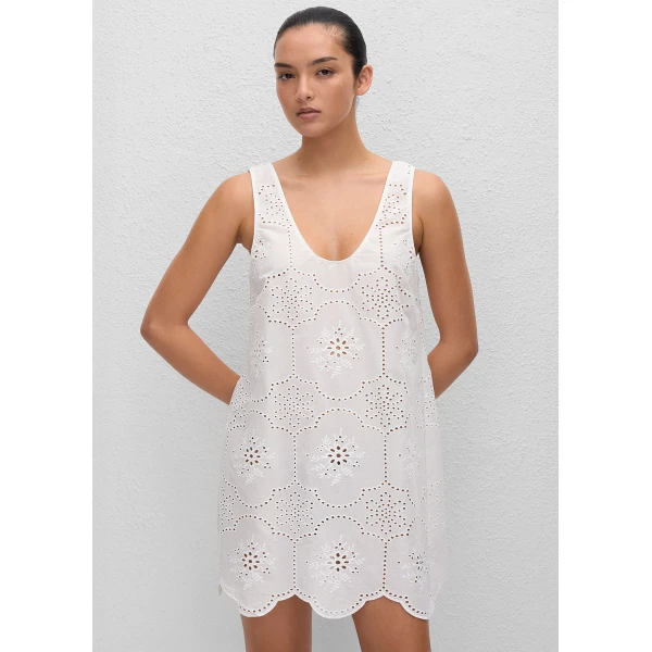 The Frankie Shop Matteau Broderie Tank Mini Dress - White - Oversized Minimalist Dresses in White - Shop at Luxury Shoes 