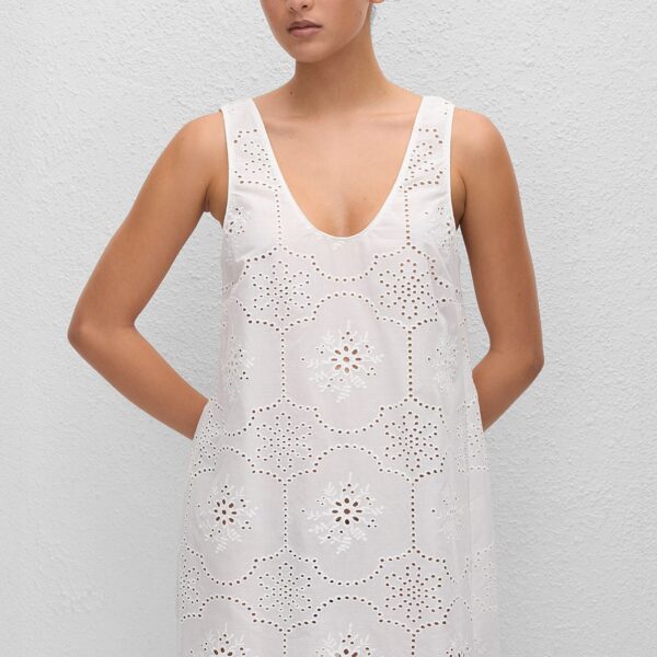 The Frankie Shop Matteau Broderie Tank Mini Dress – White, view 9