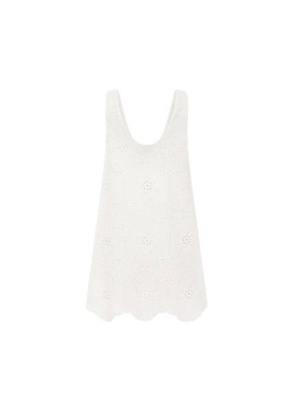 The Frankie Shop Matteau Broderie Tank Mini Dress - White - Oversized Minimalist Dresses in White - Shop at Luxury Shoes 