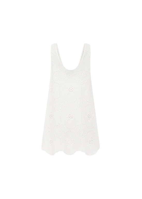 The Frankie Shop Matteau Broderie Tank Mini Dress - White - Oversized Minimalist Dresses in White - Shop at Luxury Shoes 