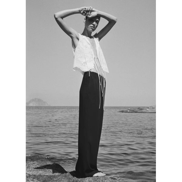 The Frankie Shop Matteau Broderie Tie Blouse - White - Oversized Minimalist Knitwear in White - Shop at Luxury Shoes 