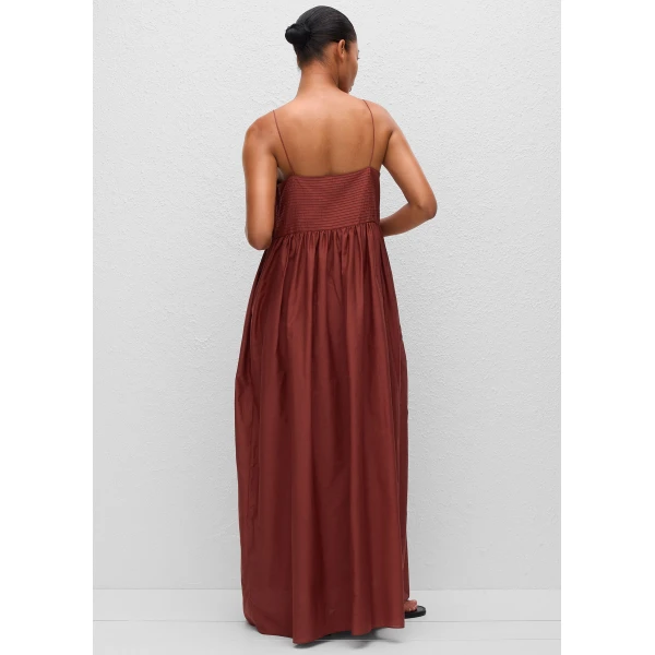 The Frankie Shop Matteau Empire Pintuck Bodice Dress - Maroc - Oversized Minimalist Dresses in Brown - Shop at Luxury Shoes 
