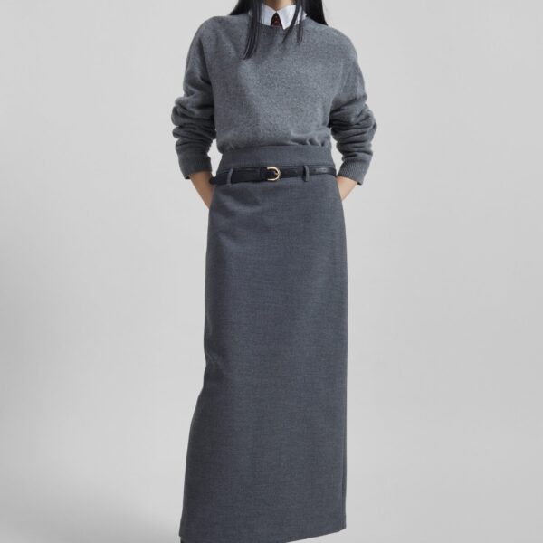 The Frankie Shop Mauvilly Belted Pencil Skirt – Grey, view 2