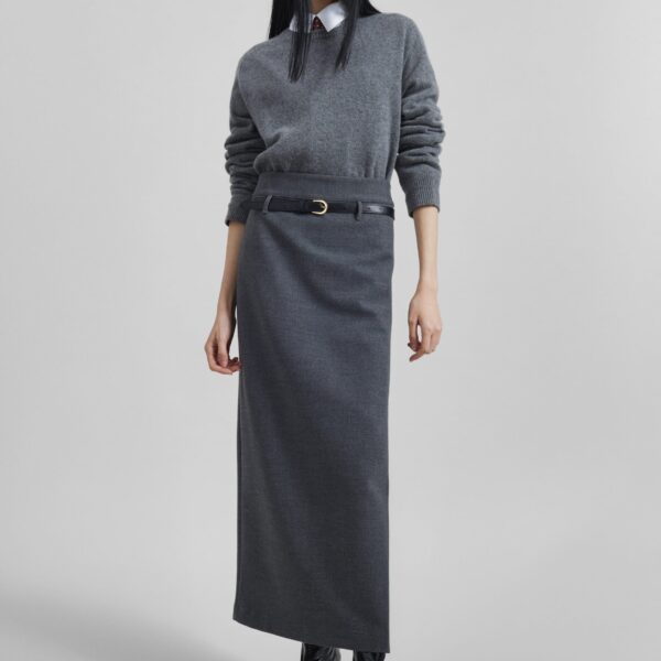 The Frankie Shop Mauvilly Belted Pencil Skirt – Grey, view 6