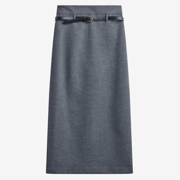 The Frankie Shop Mauvilly Belted Pencil Skirt – Grey, view 8