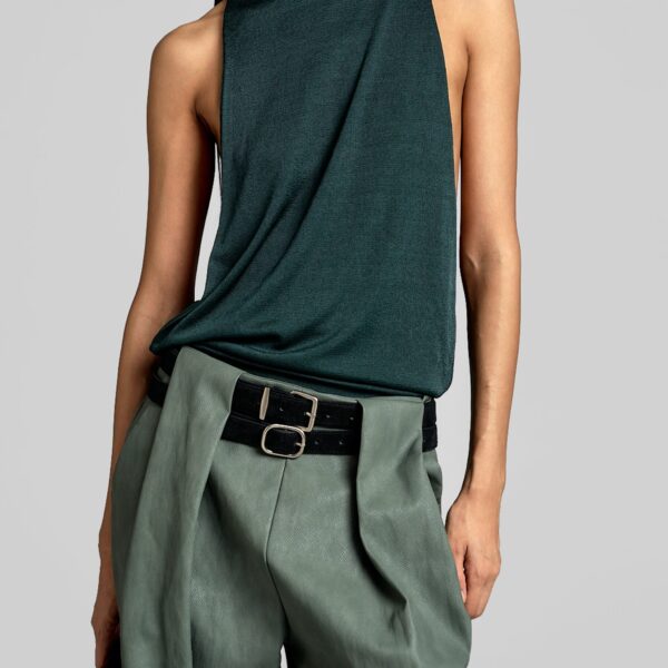 The Frankie Shop Maxen Mock Neck Bodysuit – Deep Green, view 4